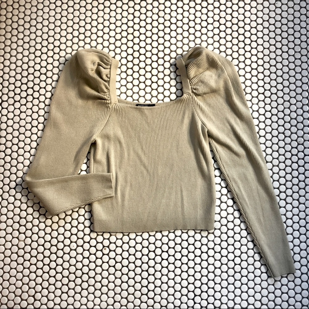 Nasty Gal Ribbed Long Sleeve Crop Top